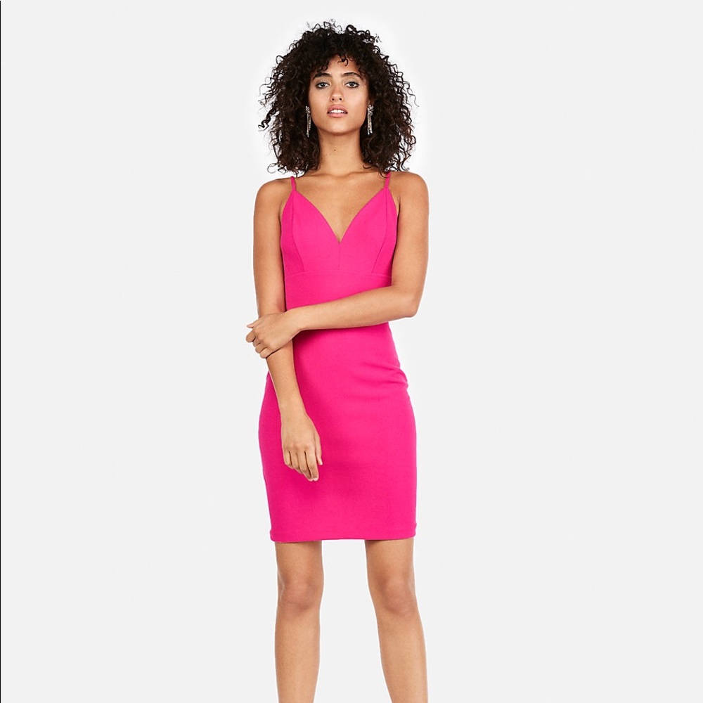 Express NEVER WORN Hot Pink Seamed Cami Dress